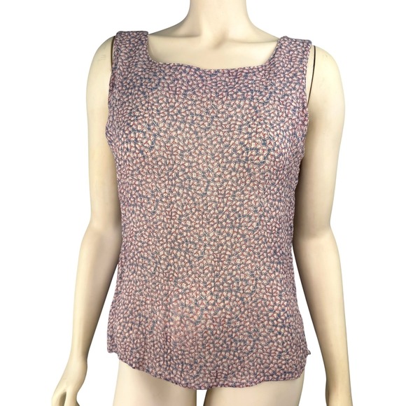 Double D Ranch Tops - Double D Ranch Womens Blue Red‎ Floral Viscose Sleeveless Tank Top Size Medium